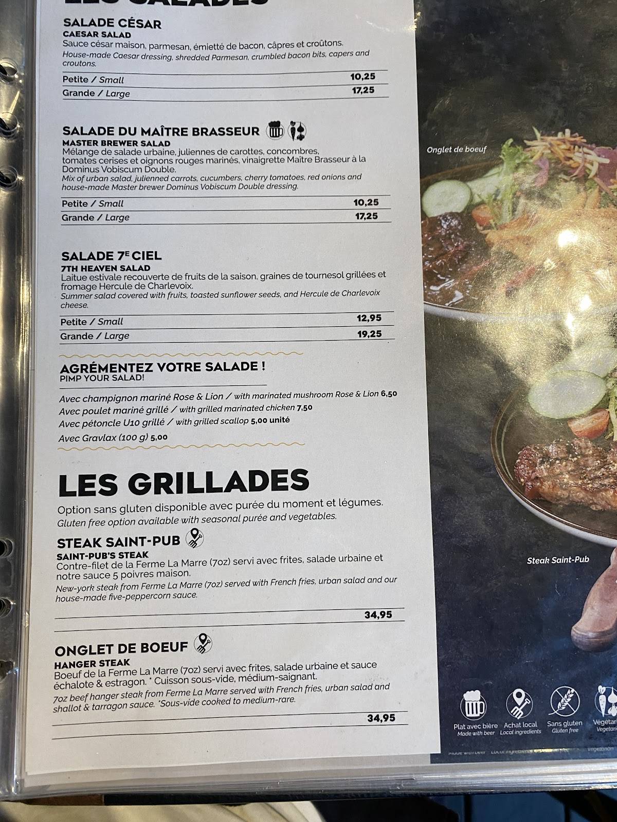 Menu de Le Saint-Pub - Microbrasserie Charlevoix