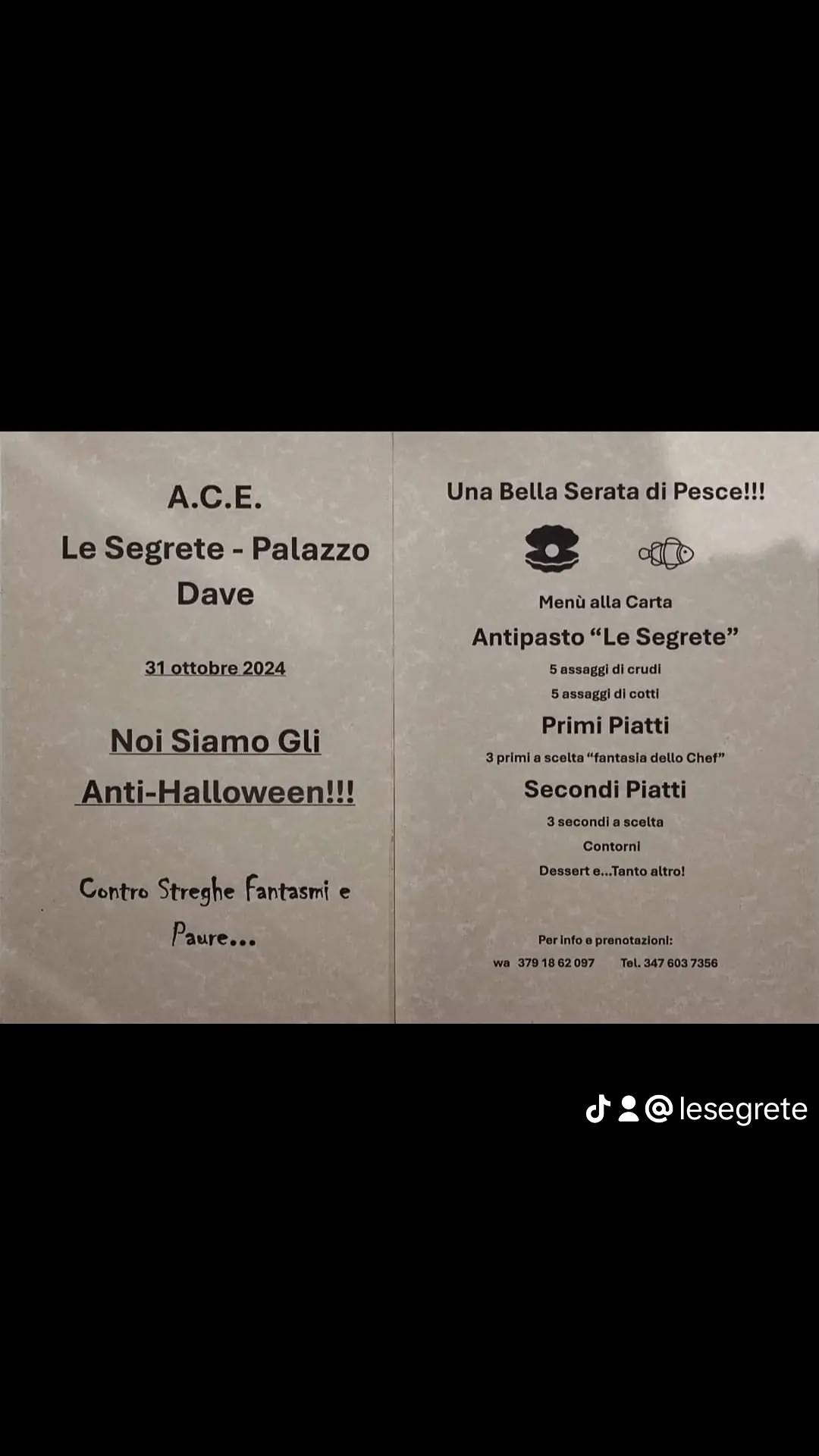 Menu di Le Segrete A.C.E 