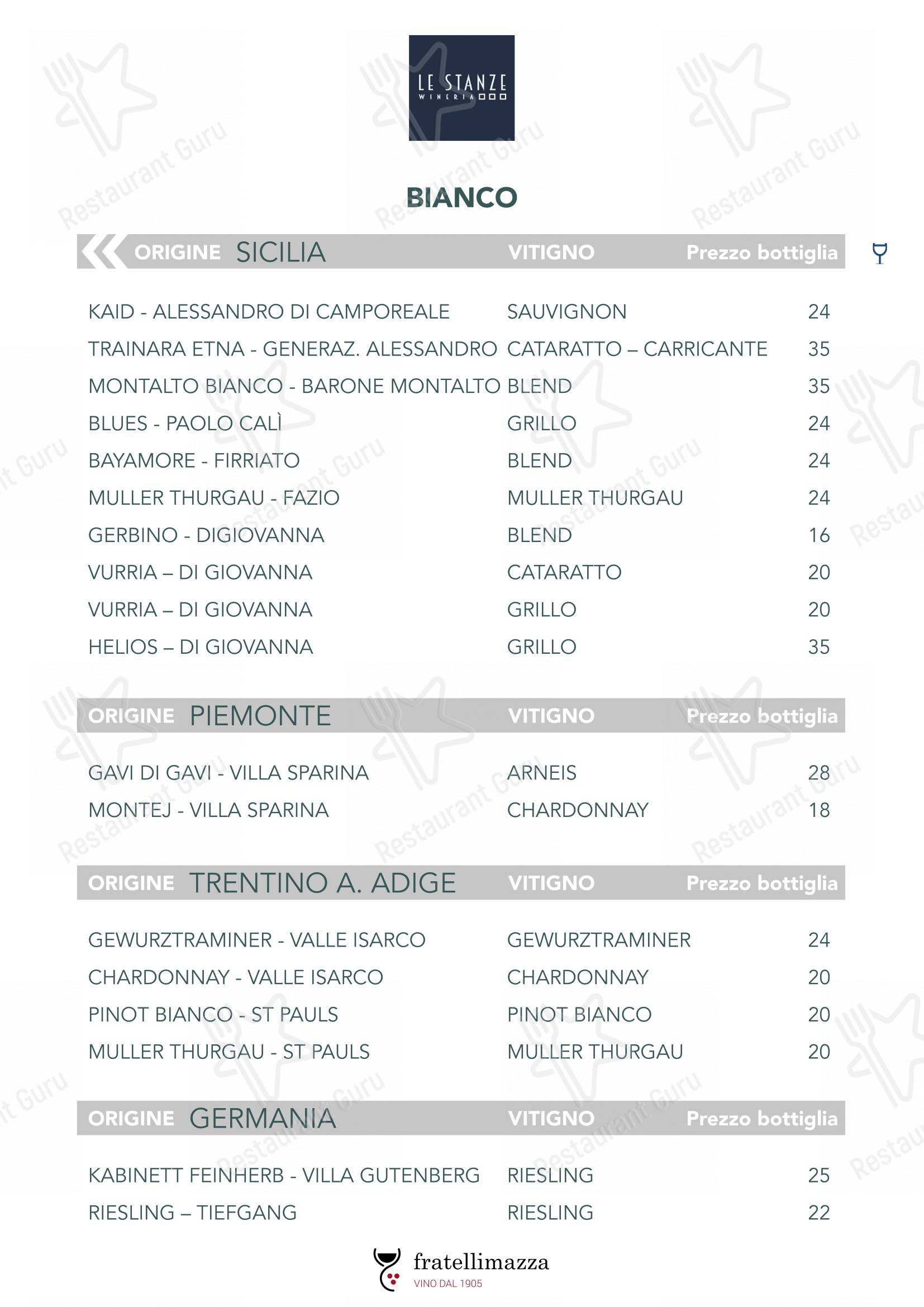 Le Stanze wineria in Ragusa - Menu
