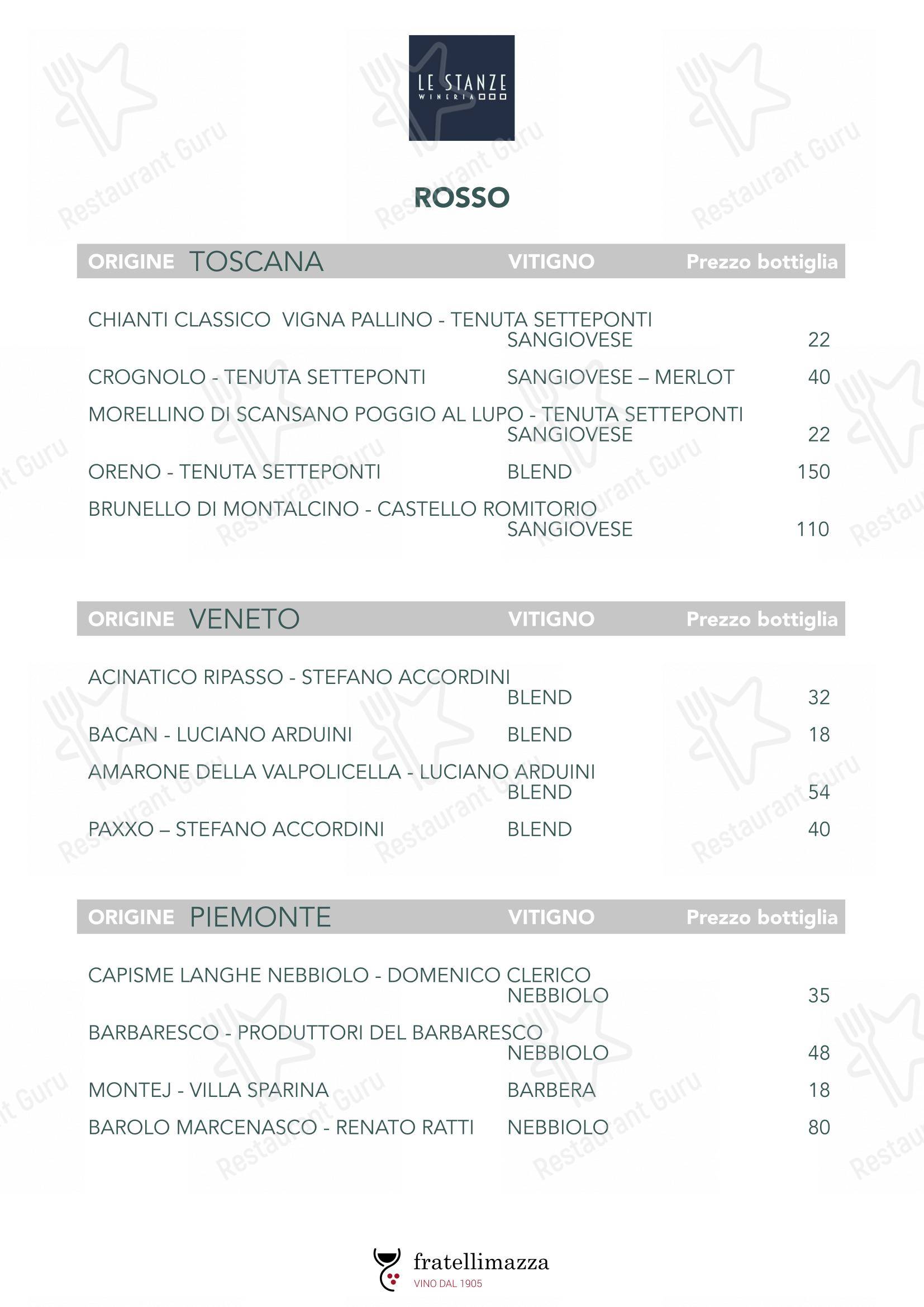 Menu per Le Stanze wineria in Ragusa