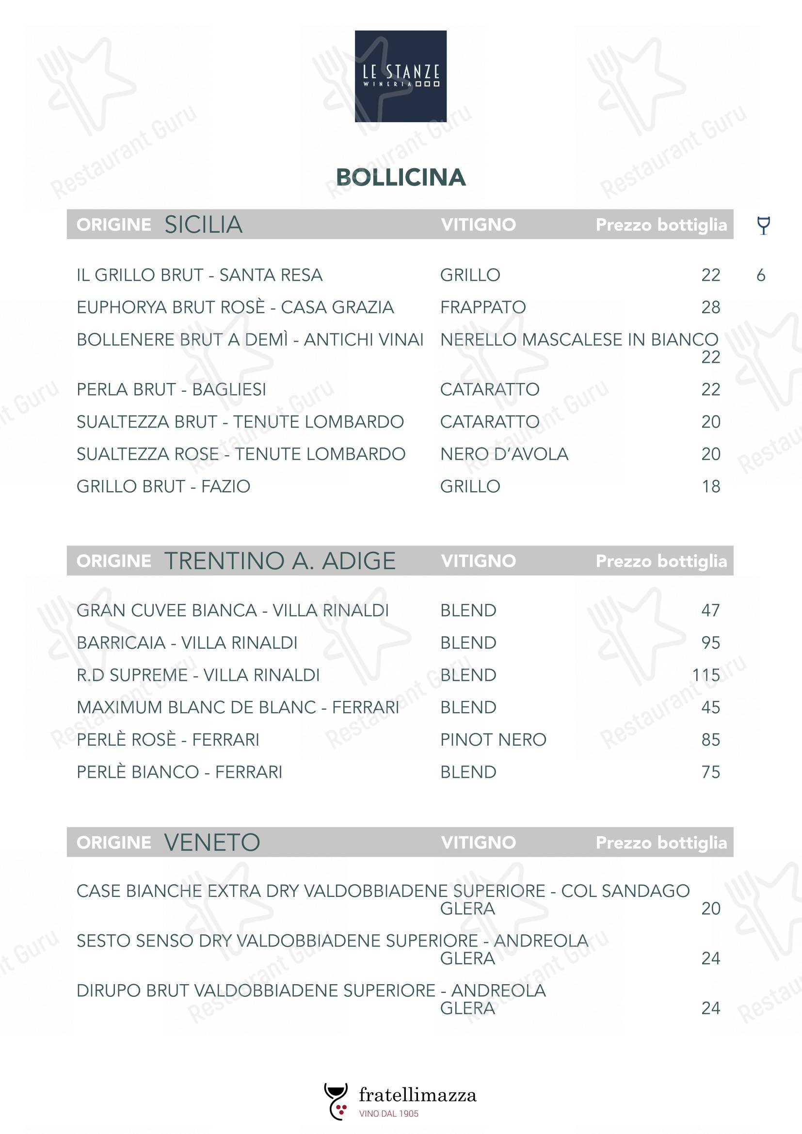 Menu per Le Stanze wineria in Ragusa