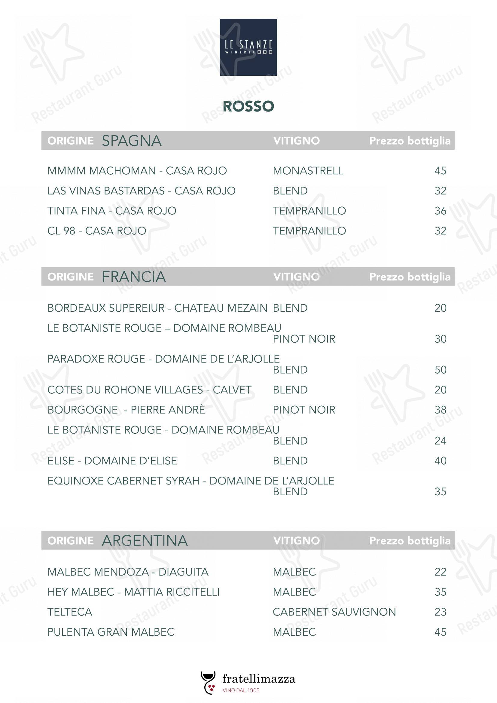 Le Stanze wineria in Ragusa - Menu