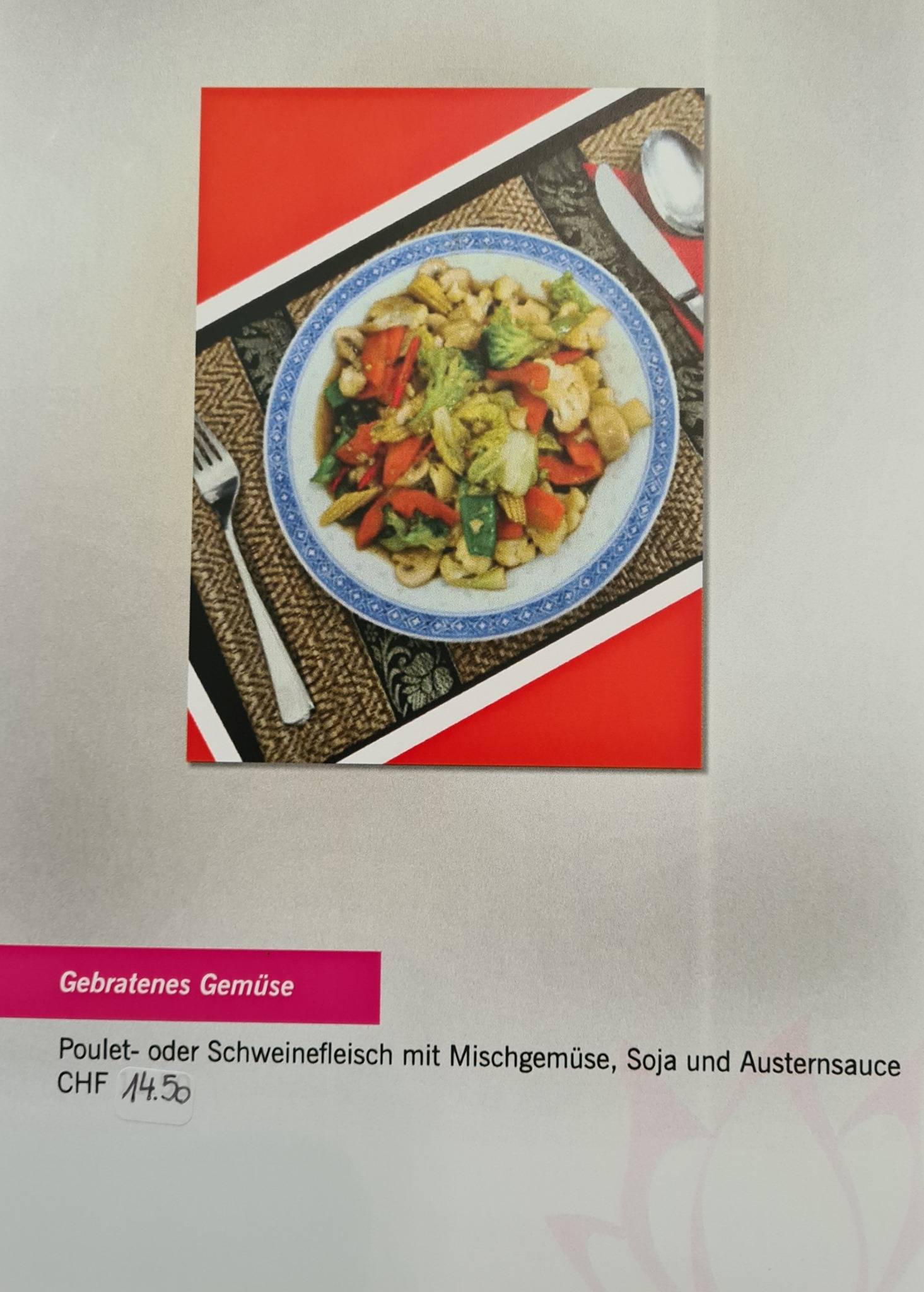 Menu di Lee's Thai Im Tempel Buchenstrasse 13 in Herisau Appenzell 