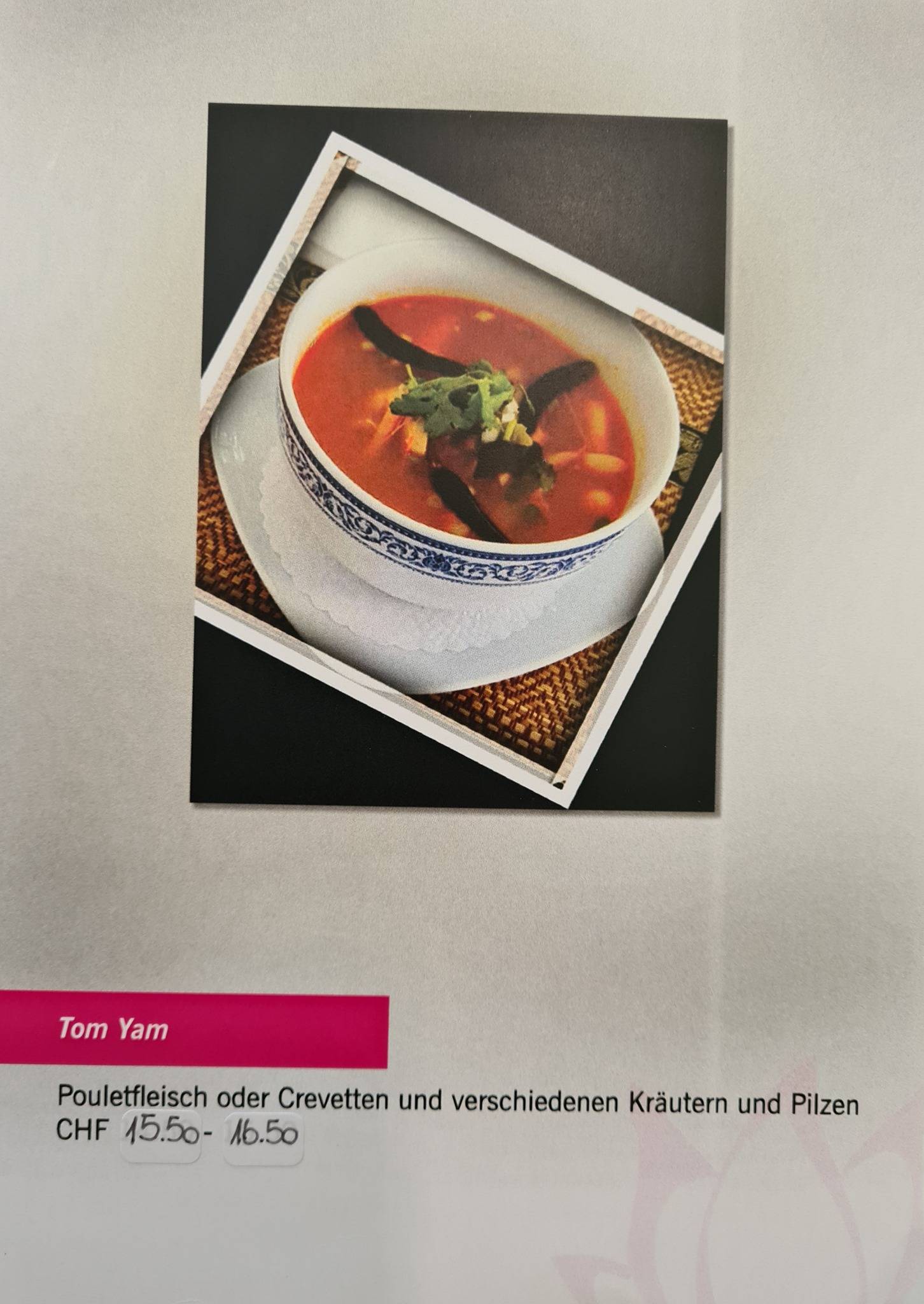 Menu di Lee's Thai Im Tempel Buchenstrasse 13 in Herisau Appenzell 