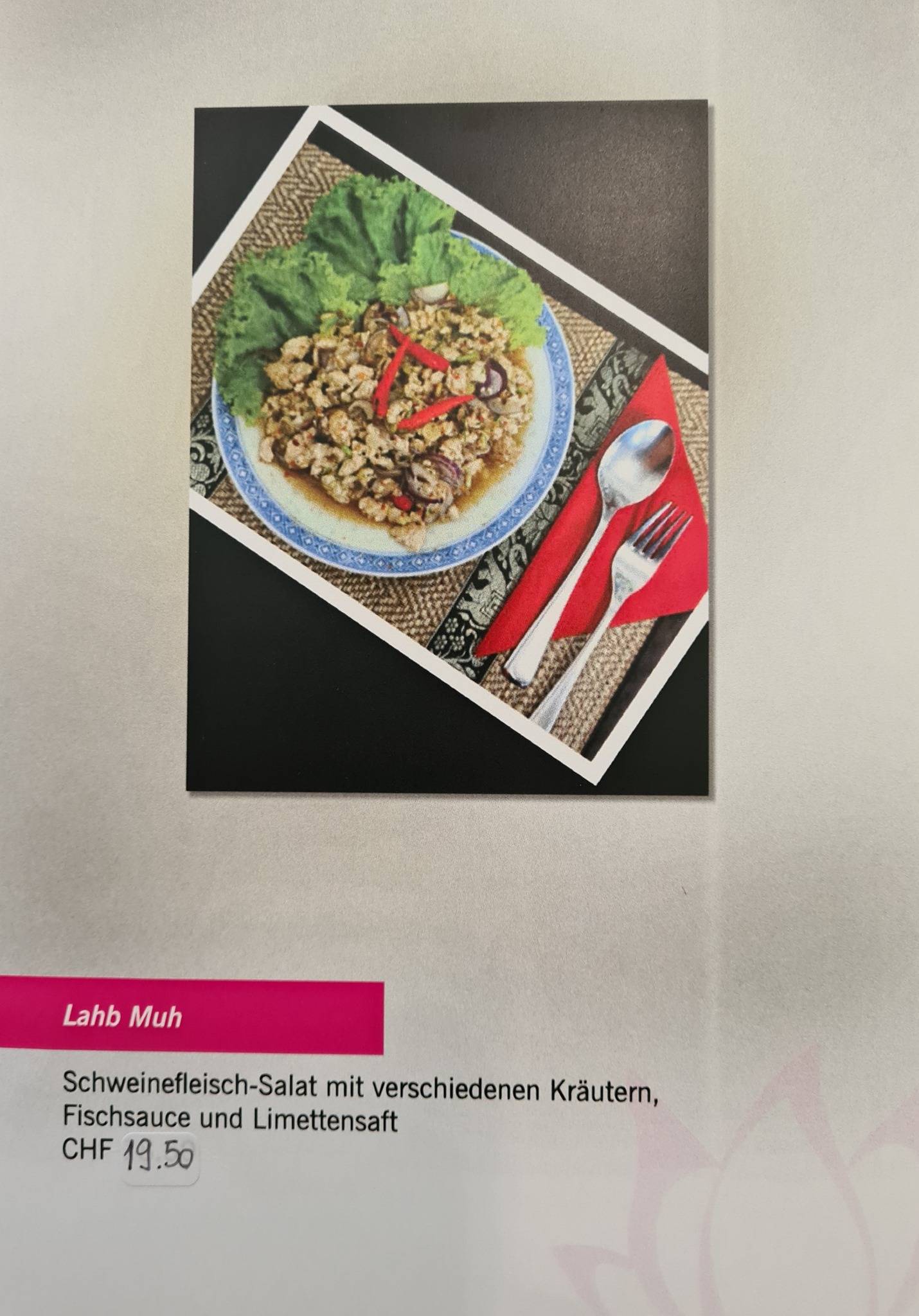 Menu di Lee's Thai Im Tempel Buchenstrasse 13 in Herisau Appenzell 