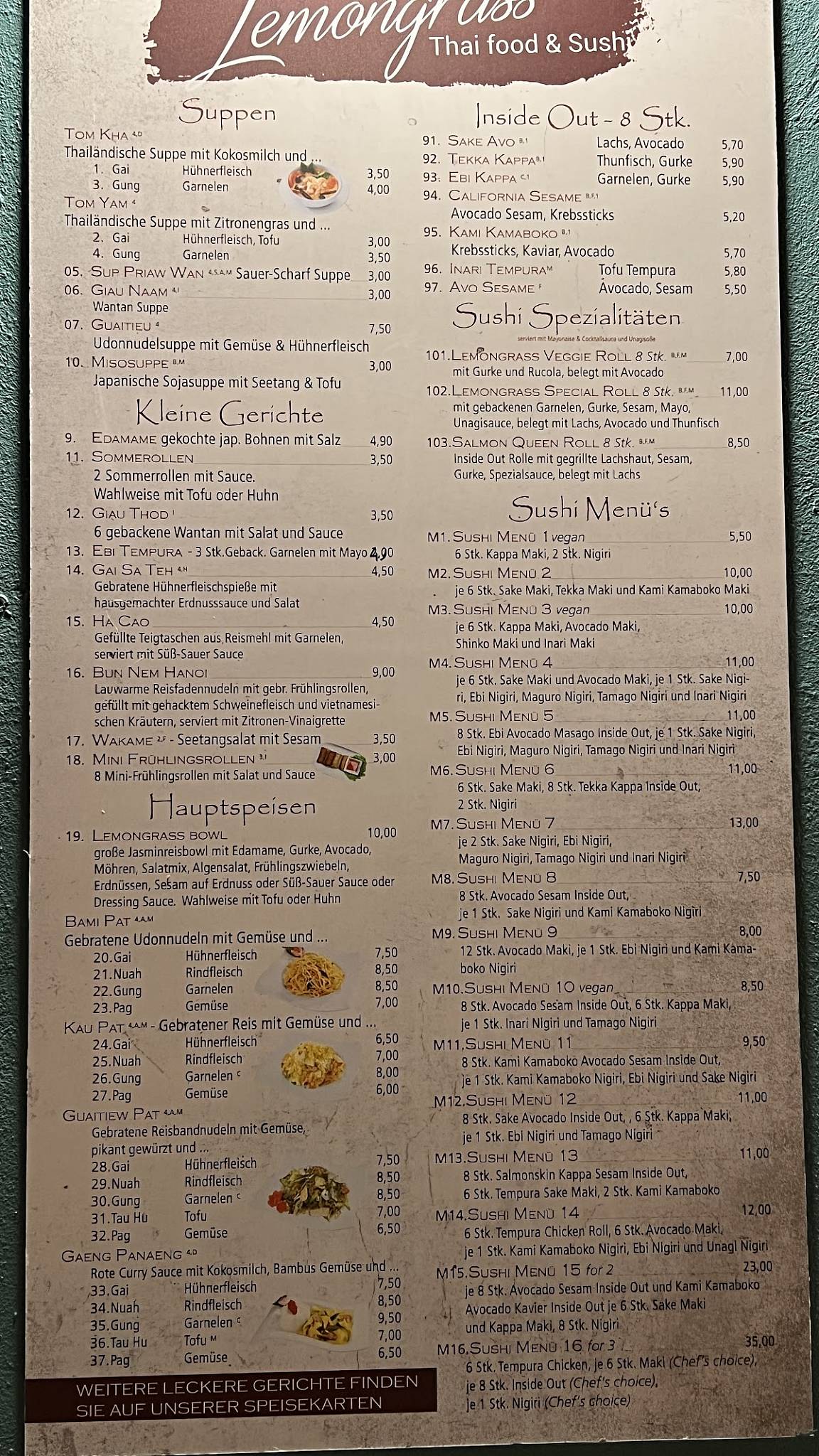 Lemongrass menu discount