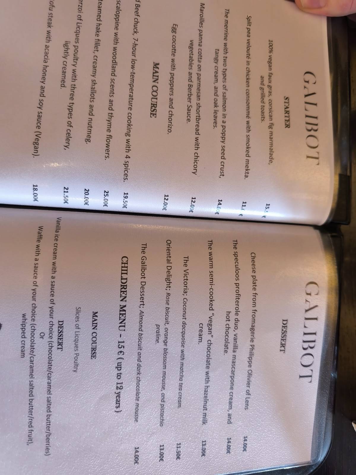 Menu de Le Galibot