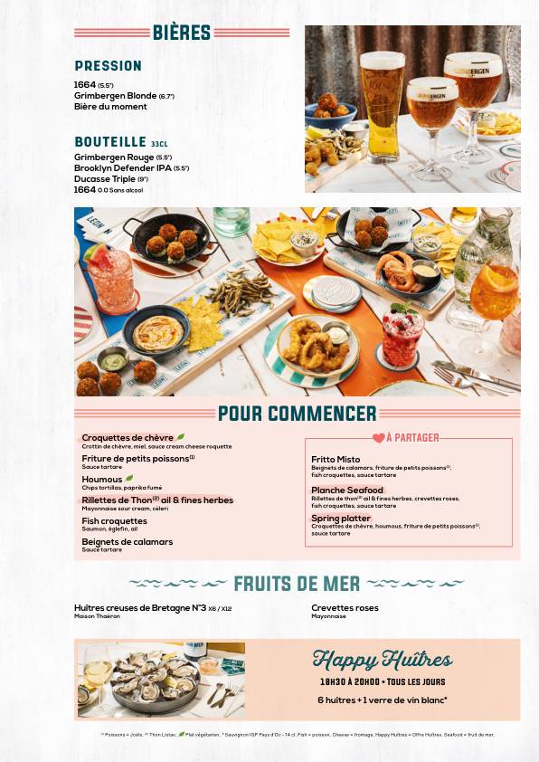 Menu de Léon Seafood & Cocktails - Cholet