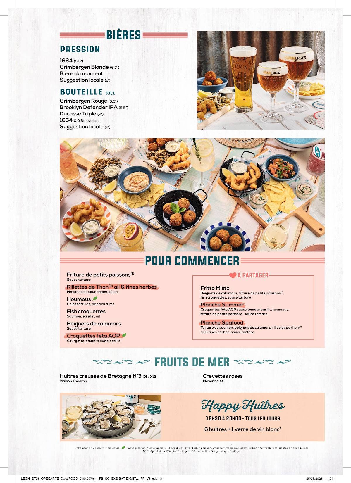 Menu de Léon Seafood & Cocktails - Cholet
