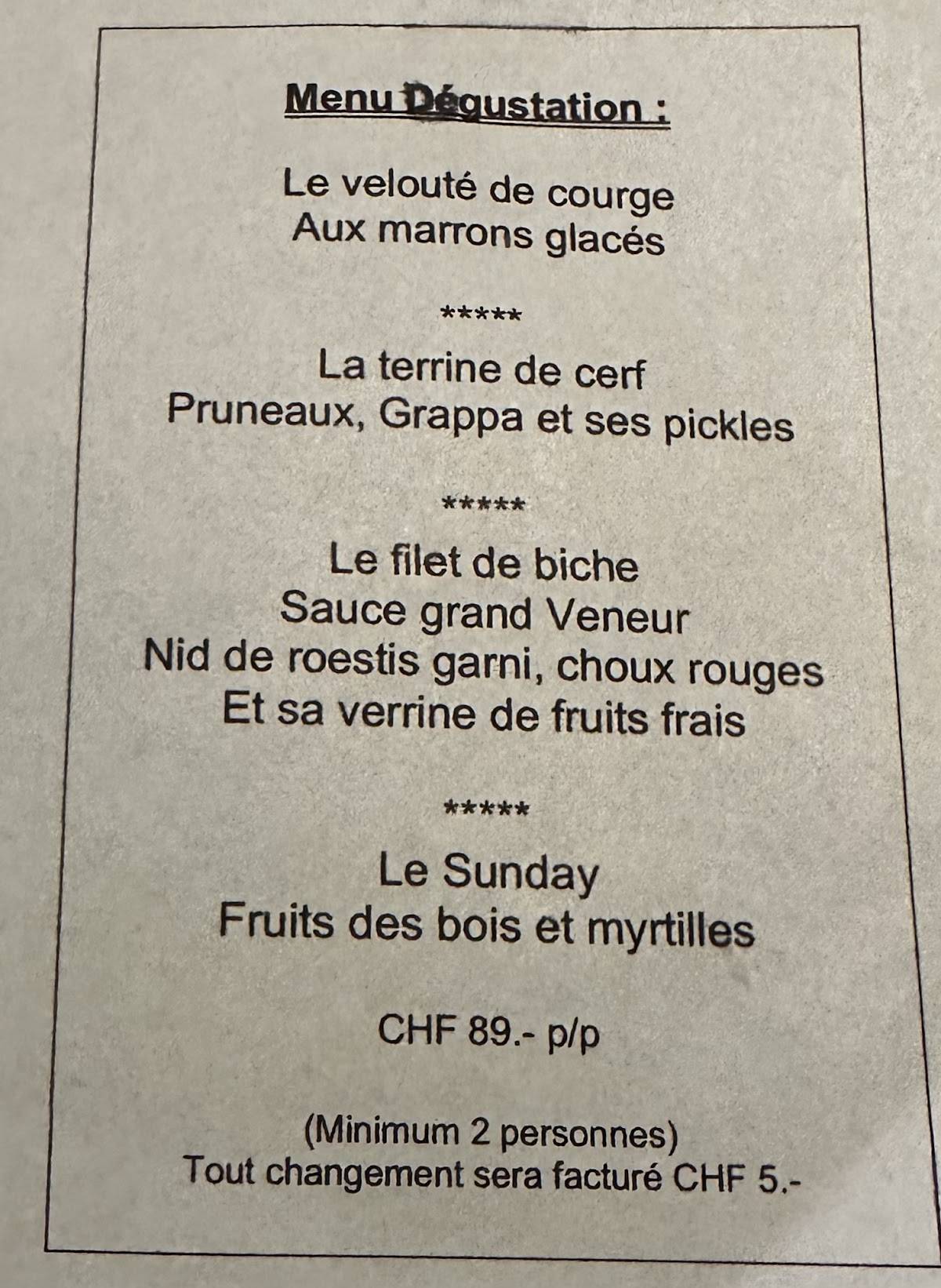 Menu di Les Chasseurs 