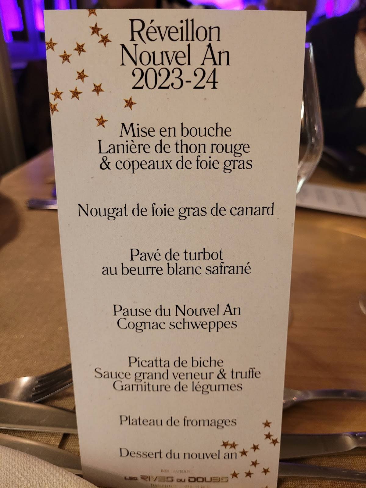Menu de Les Rives du Doubs