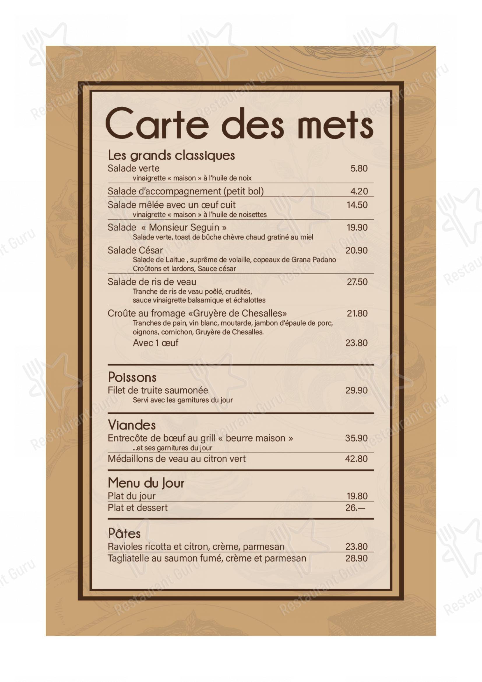 Menu di Les Tilleuls - Menu