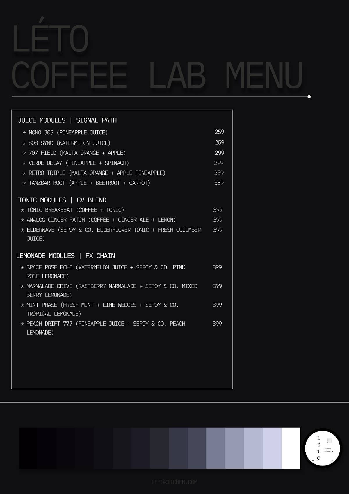 LÉTO HI-FI LISTENING BAR RESERVATIONS ONLY menu