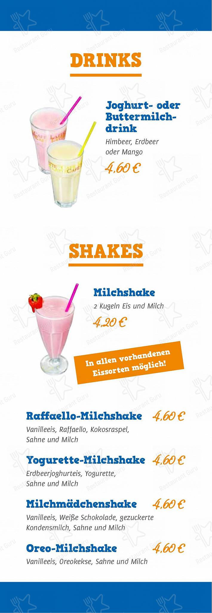 Menu pour Restaurant Levante - Детское