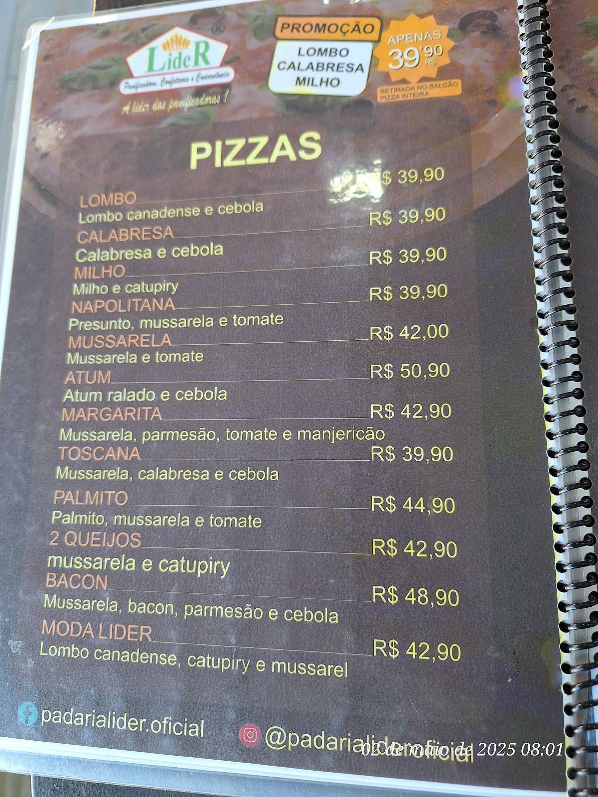 Padaria Lider 2 - Panificadora, Confeitaria e Conveniência cardápio