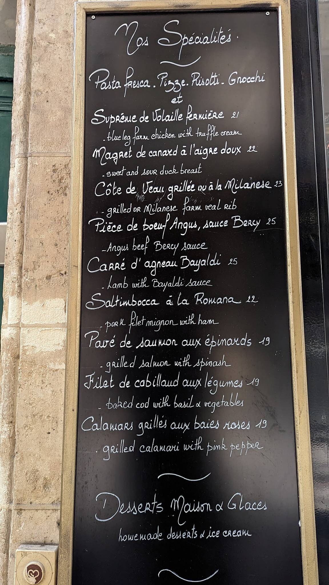 Menu de L'isolotto