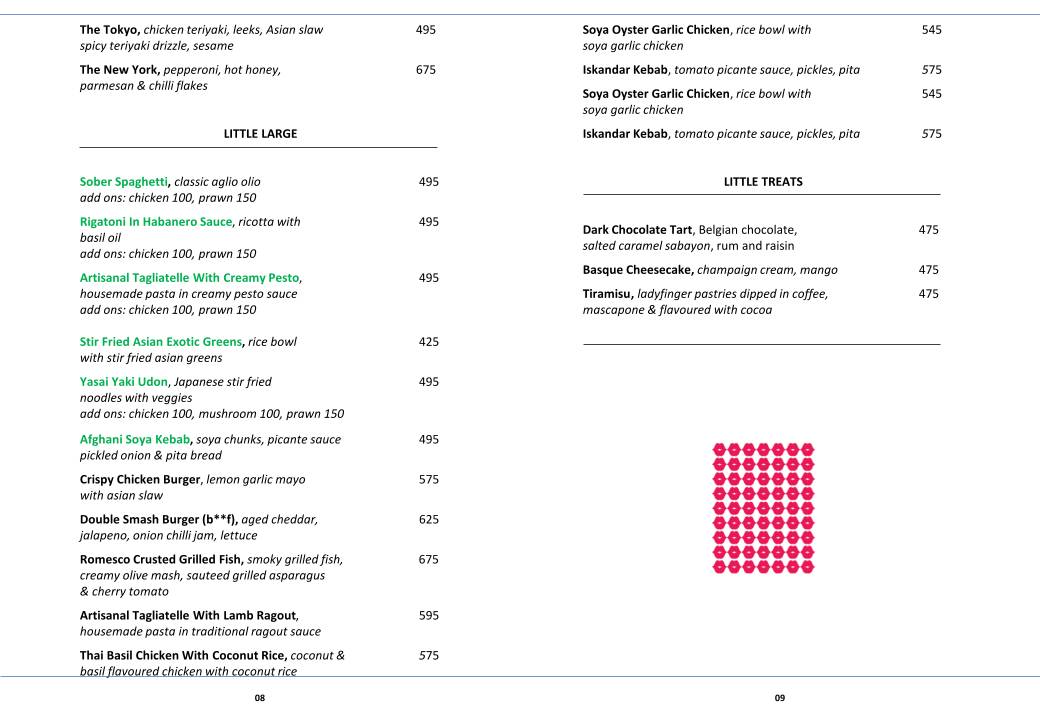 Little Bit Sober menu