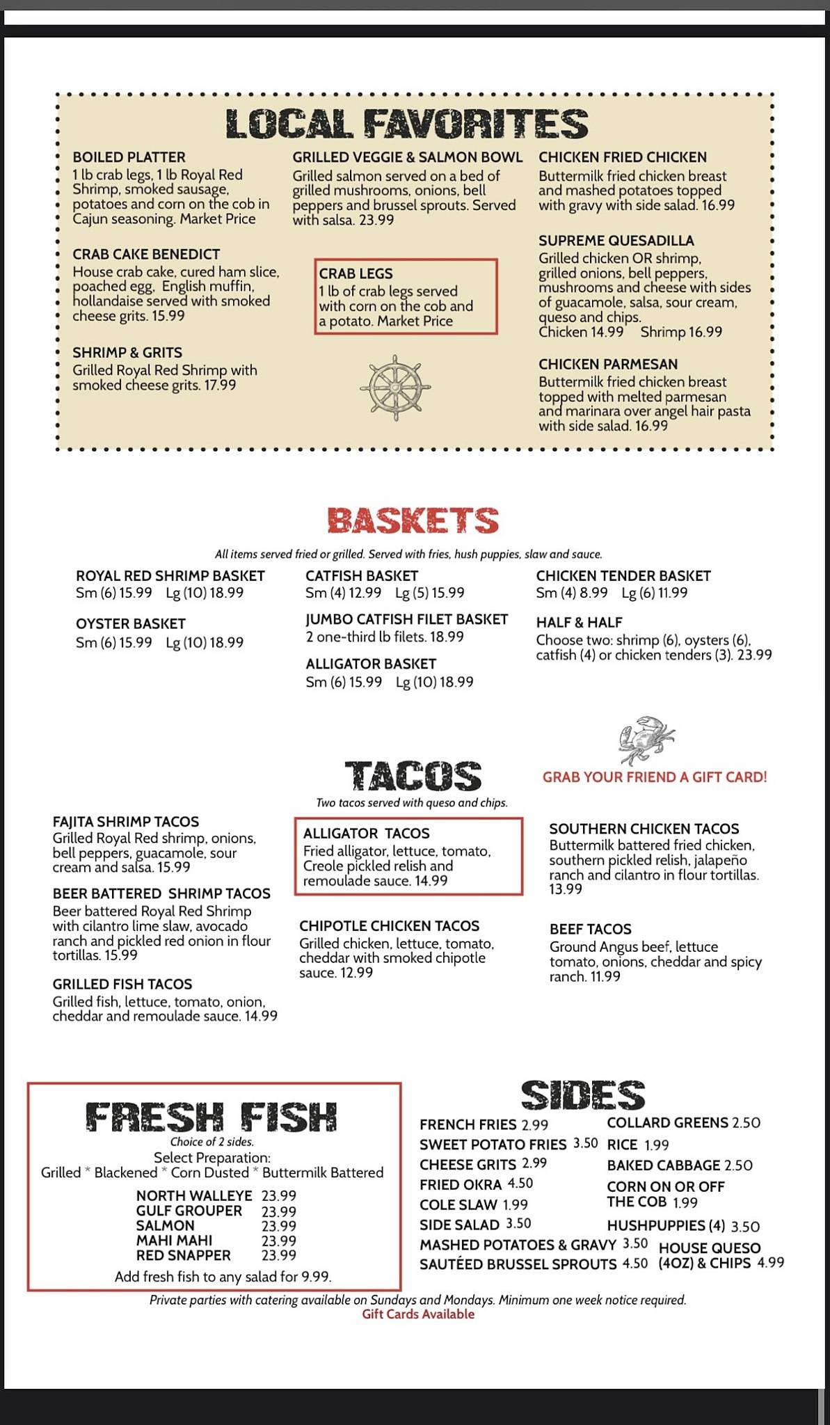 Menu at Lakewood Fish & Seafood House restaurant, North Little Rock