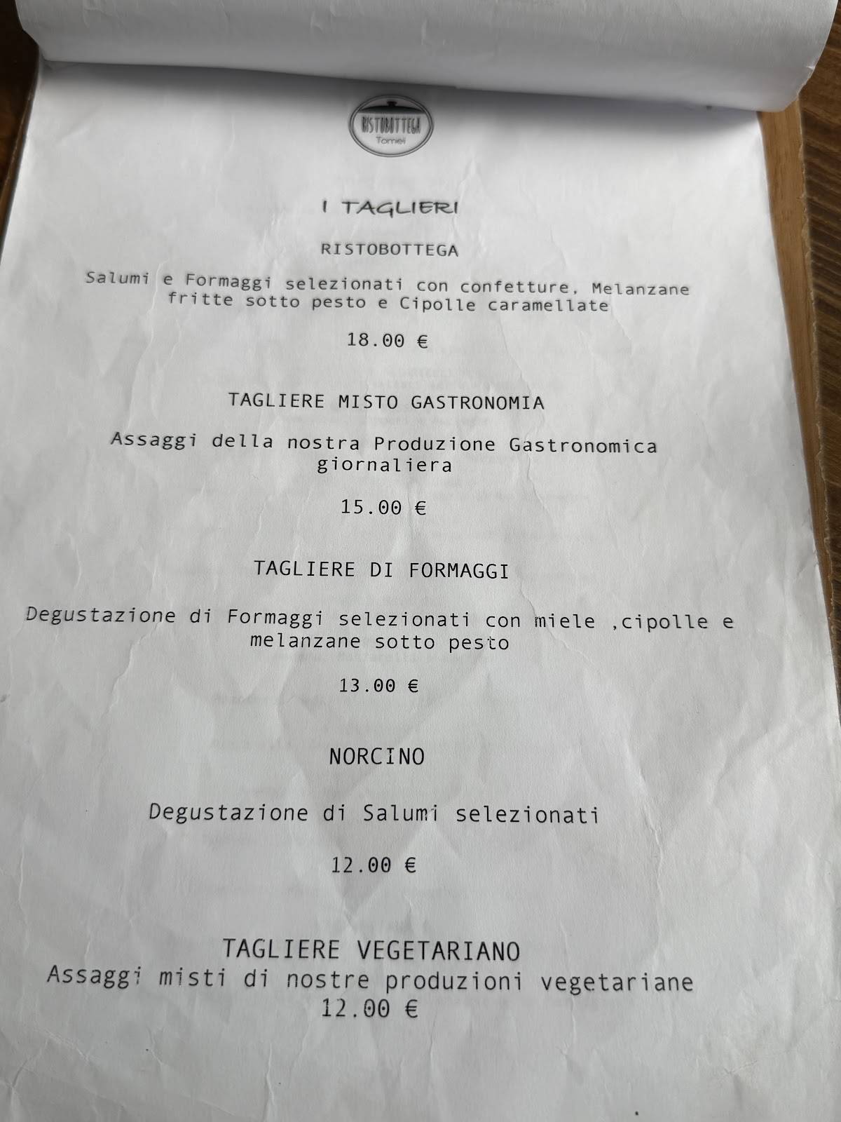 Menu di Ristobottega Tomei 