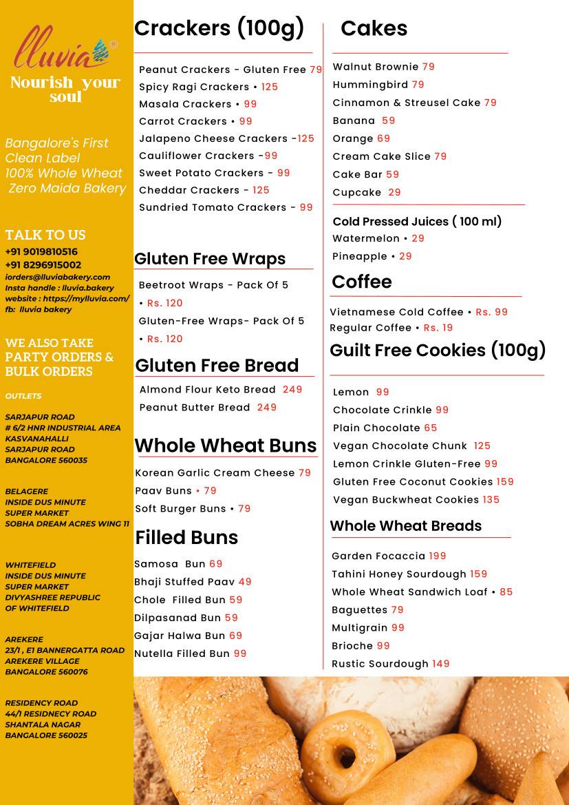 Lluvia Bakery menu