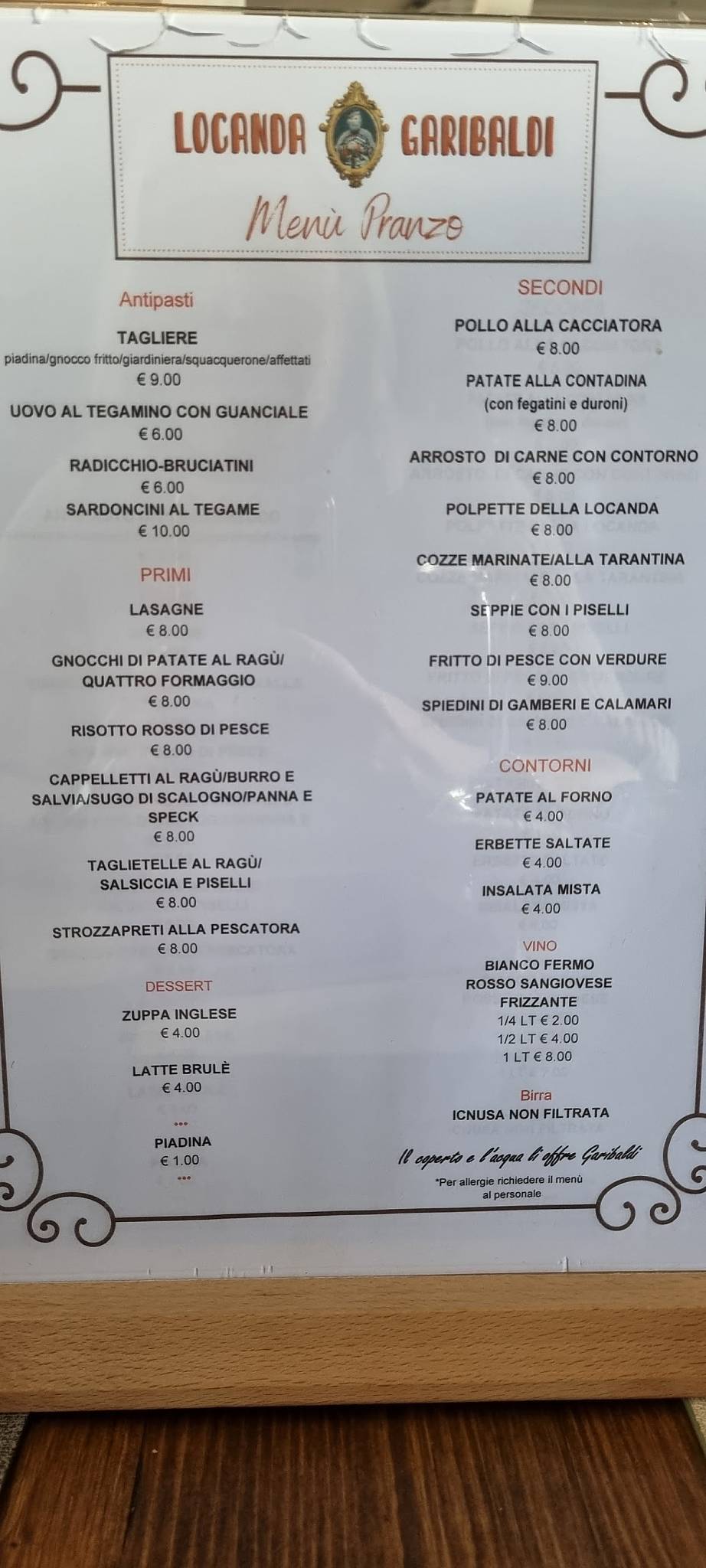 Menu di Locanda Garibaldi 