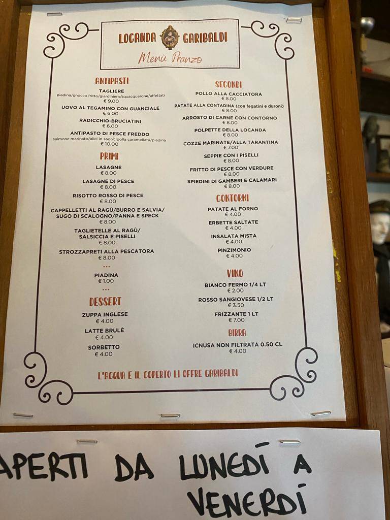 Menu di Locanda Garibaldi 