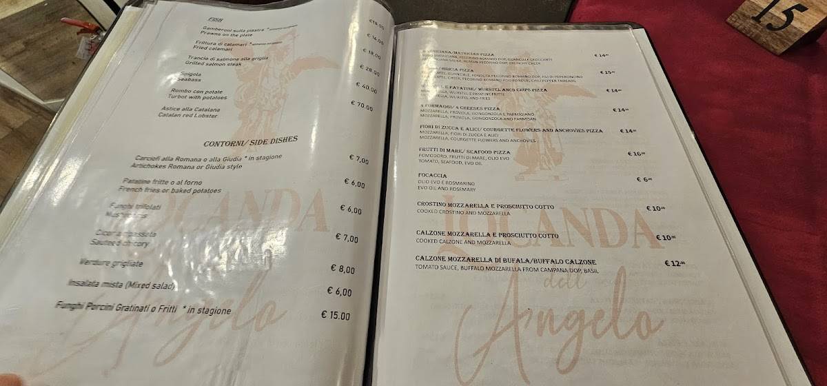 Menu di Locanda dell'Angelo Ristorante Pizzeria Braceria 