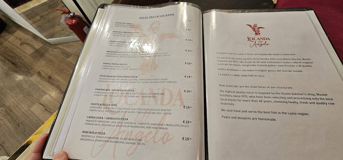 Menu di Locanda dell'Angelo Ristorante Pizzeria Braceria 