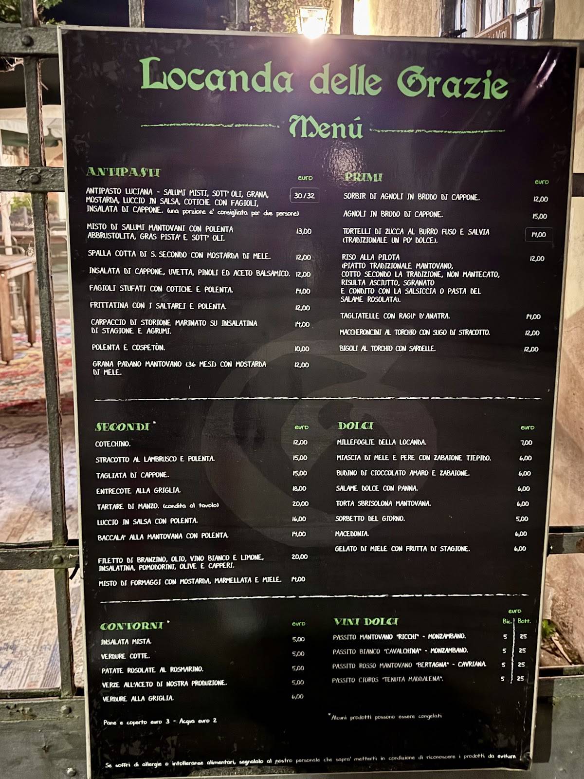 Menu di Locanda delle Grazie 