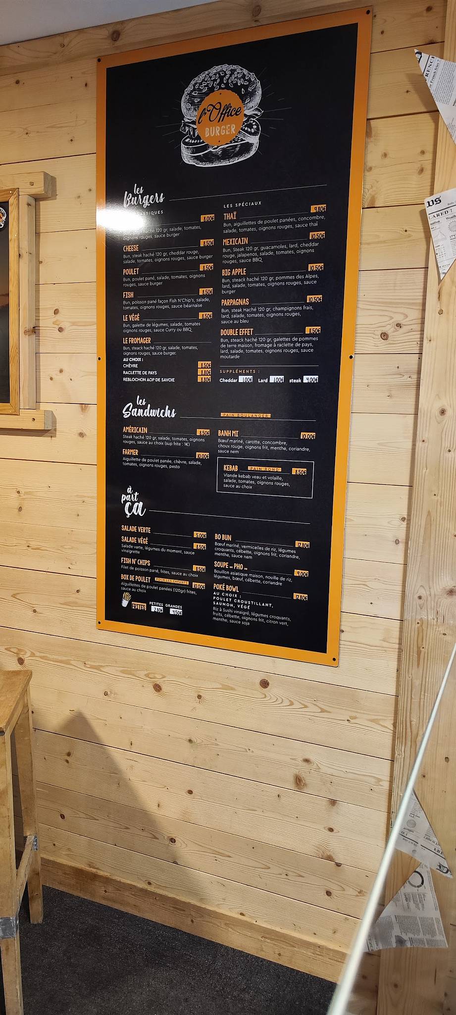 Menu de L’office burger