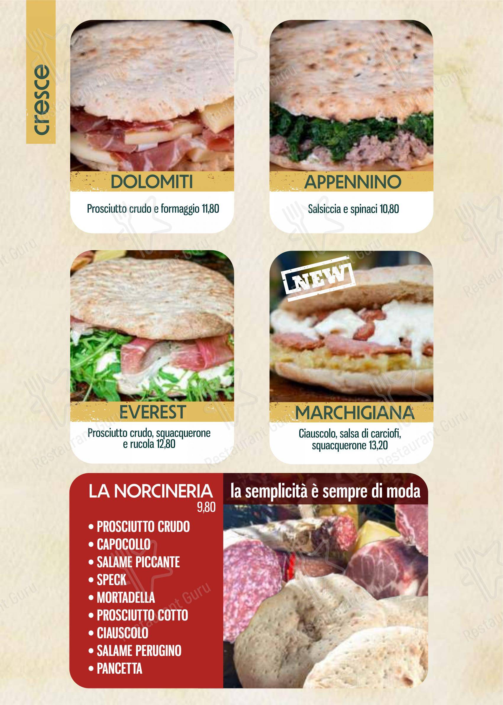 Основное меню per Longevia Gubbio in Gubbio