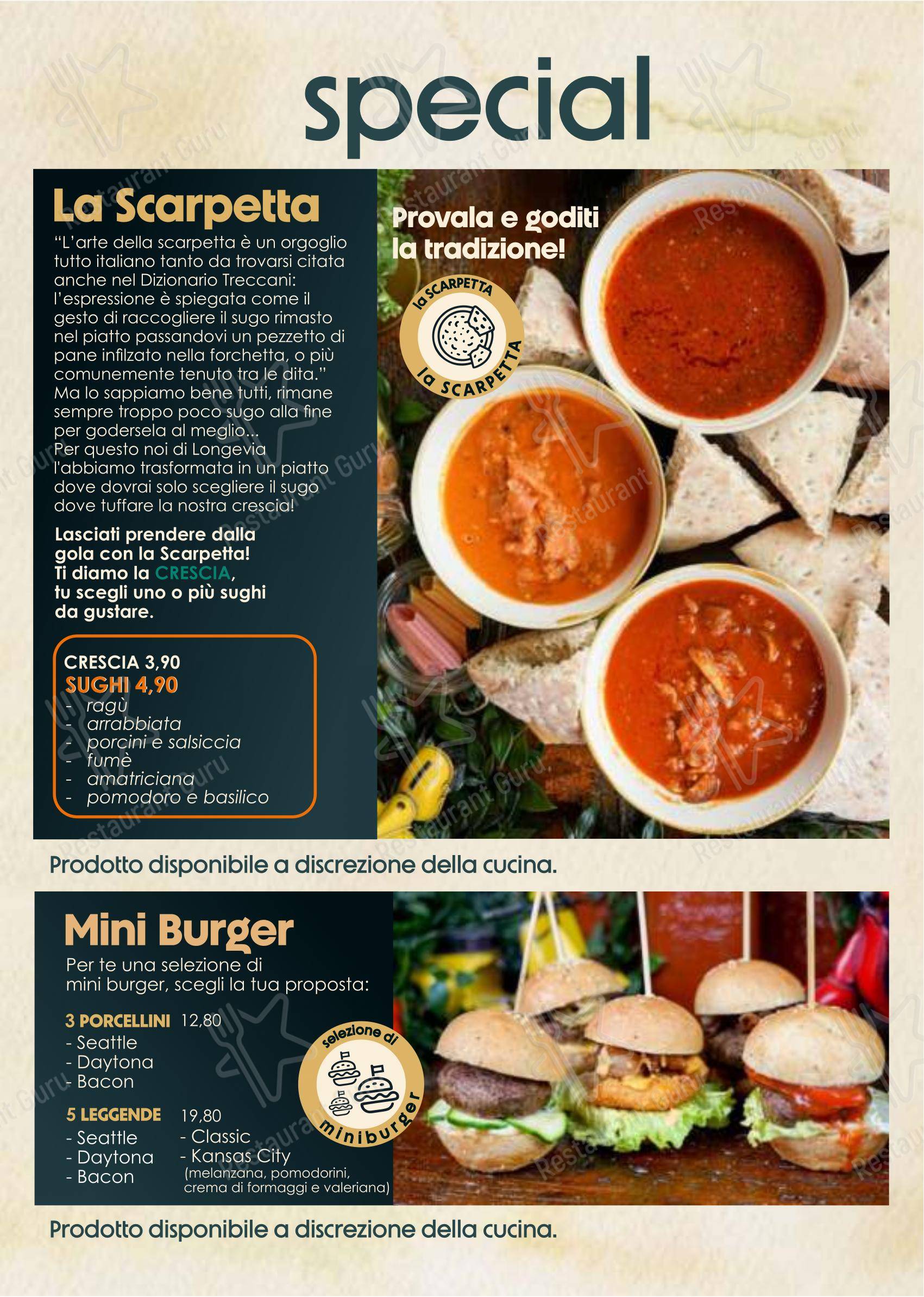Menu di Longevia Gubbio - Основное меню