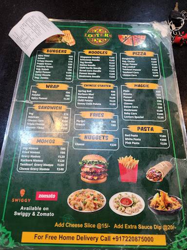 Looters restaurant, c scheme, menu