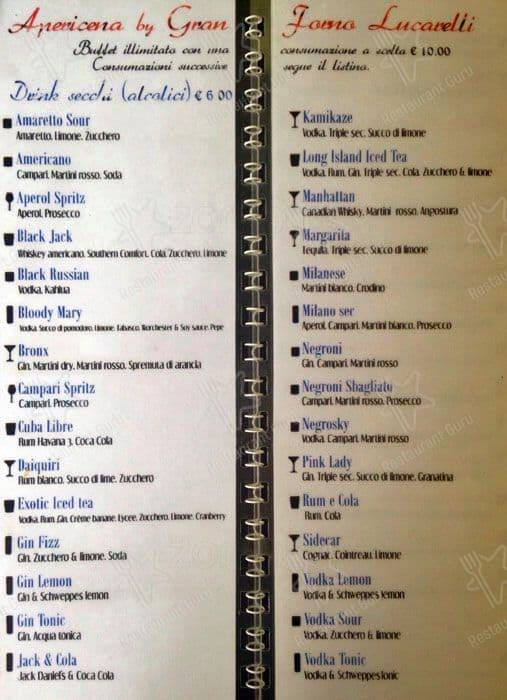 Menu di Gran Forno Lucarelli 