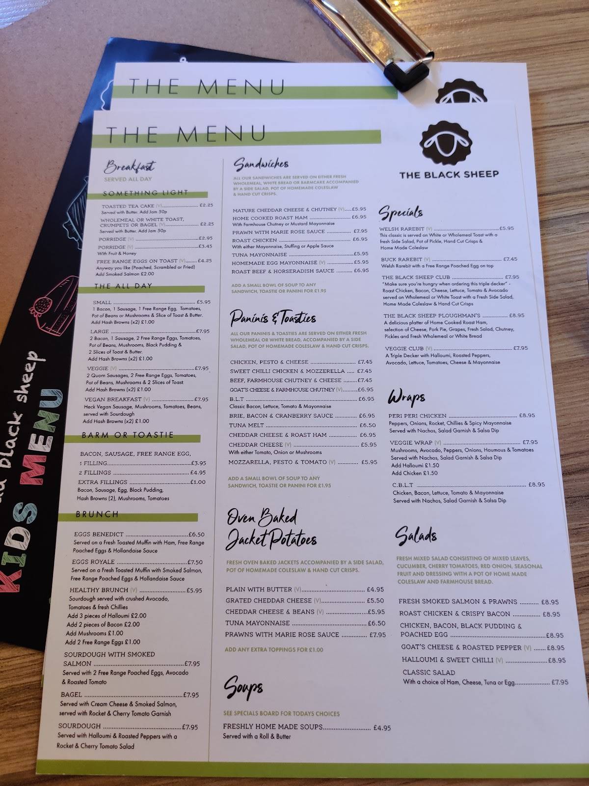 Menu at The Black Sheep Tea Room cafe, Lytham Saint Annes