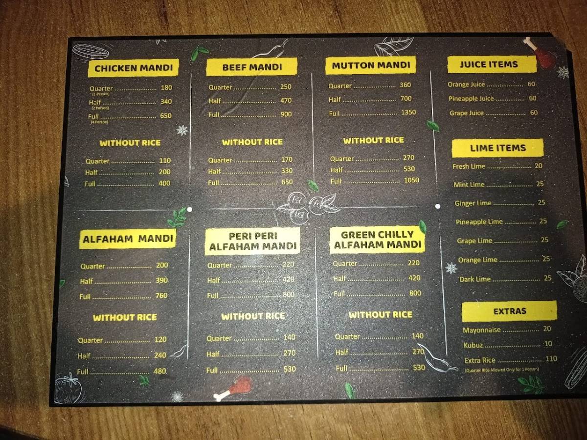 Mandi Manzil menu