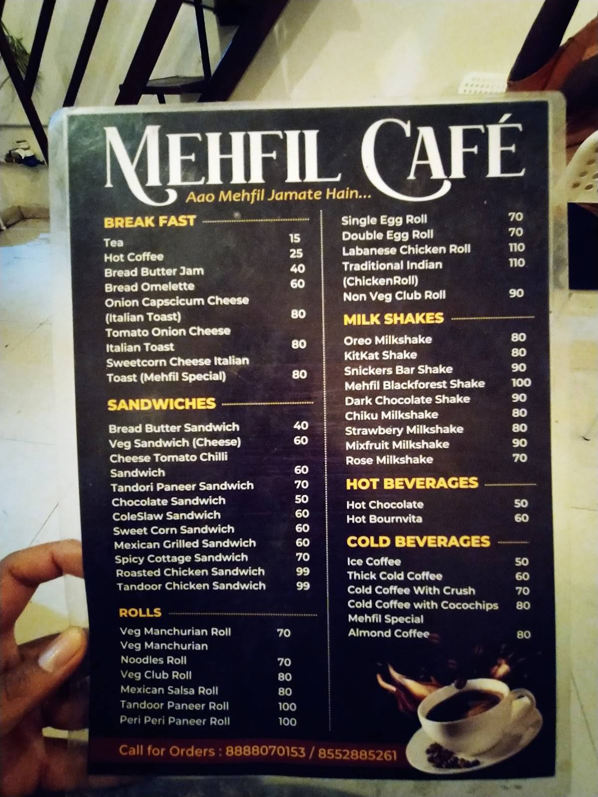 MEHFIL CAFE menu
