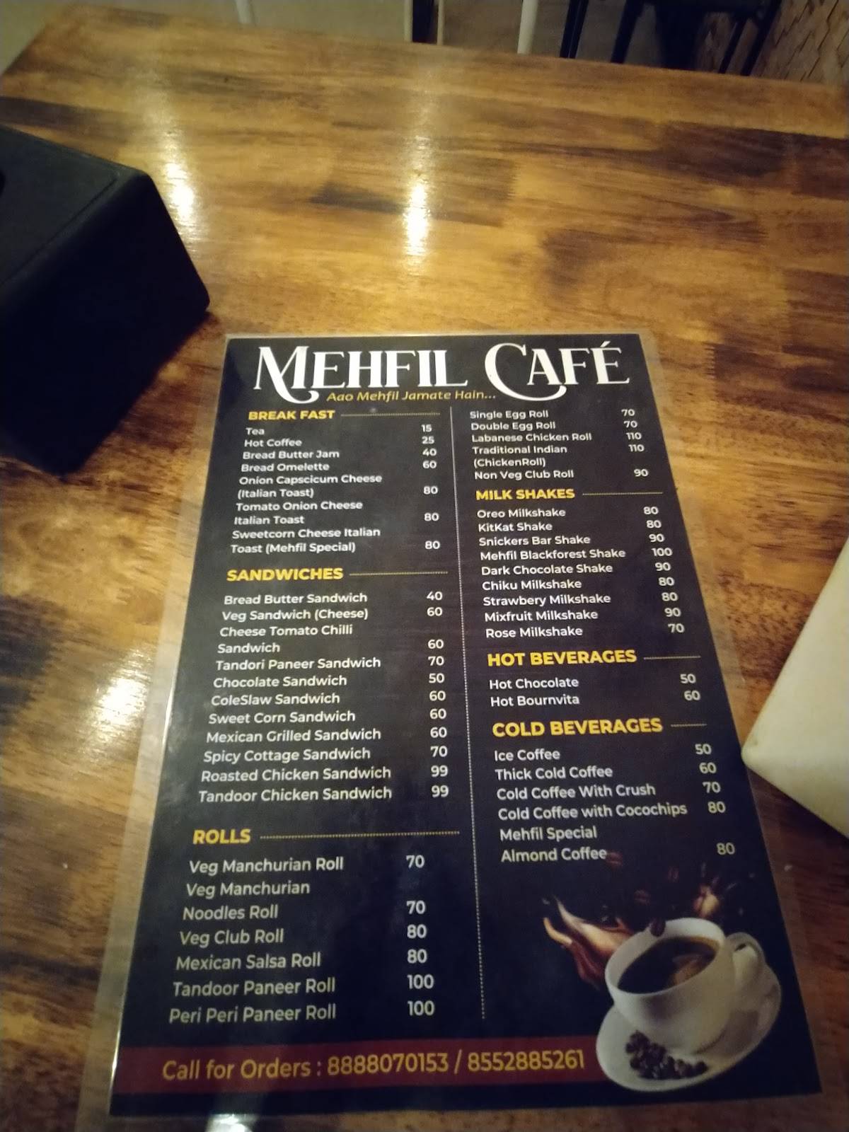 MEHFIL CAFE menu