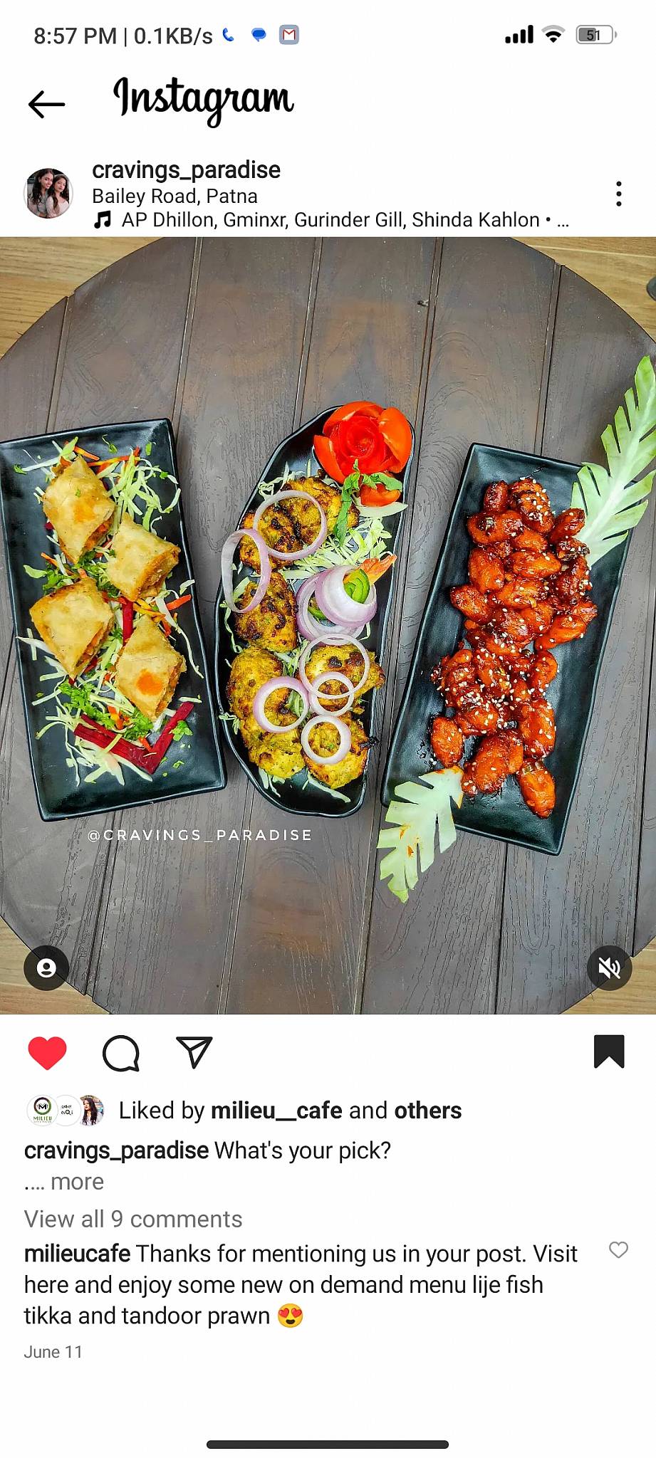 MILIEU CAFE AND KITCHEN menu