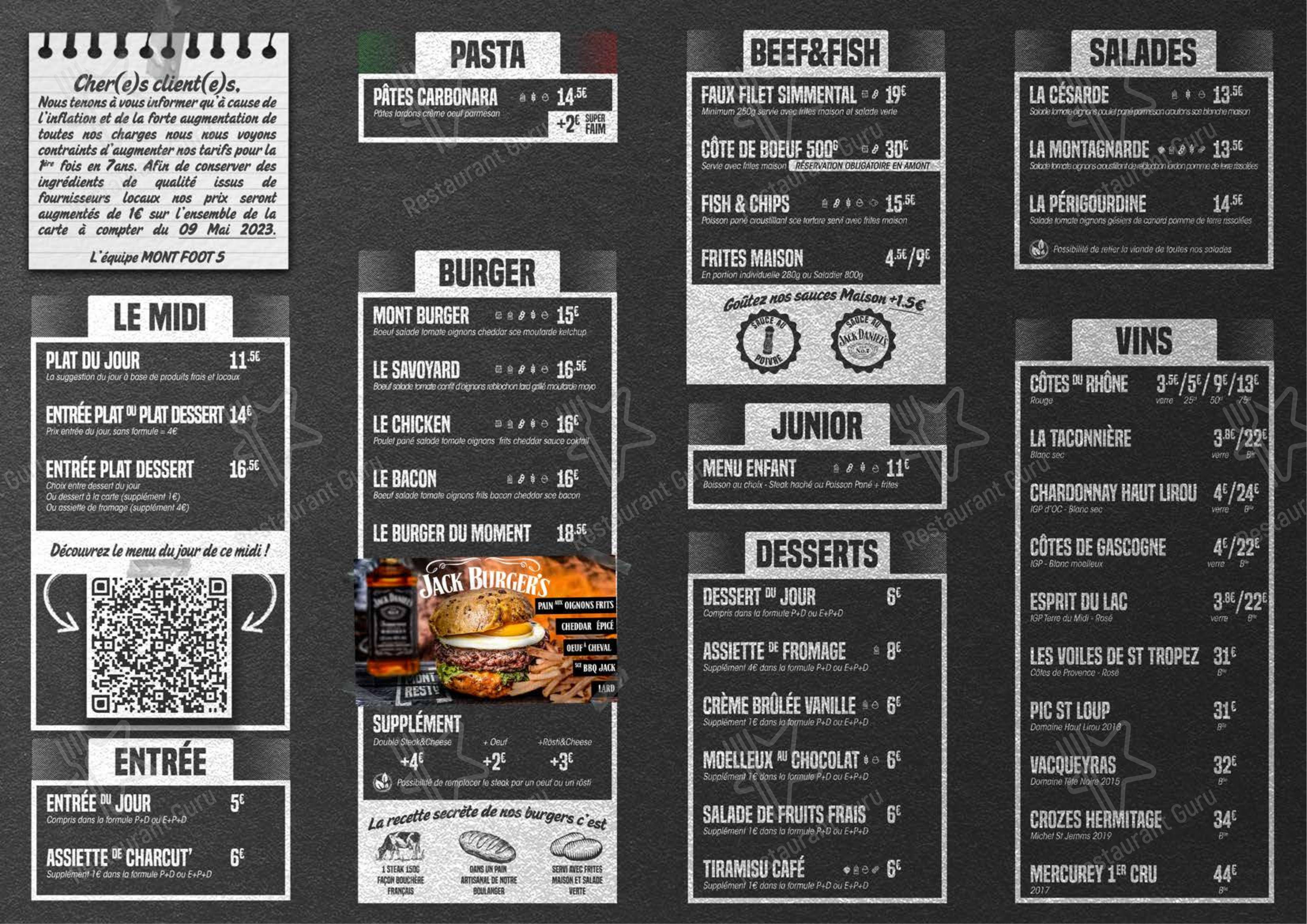 Menu pour MONT FOOT 5