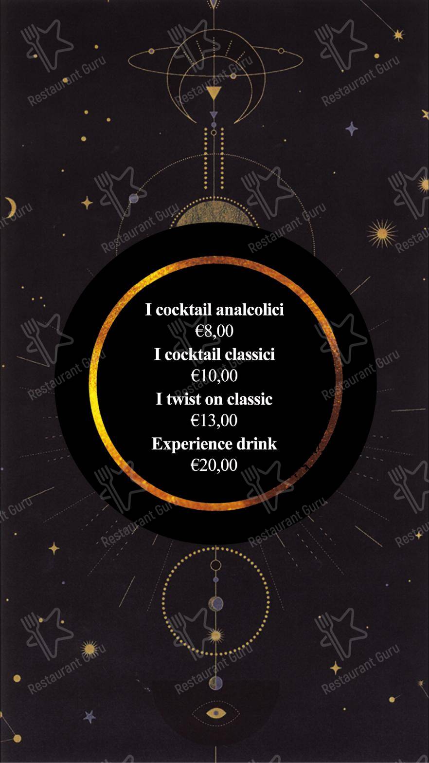 Menu per MOON in Catania