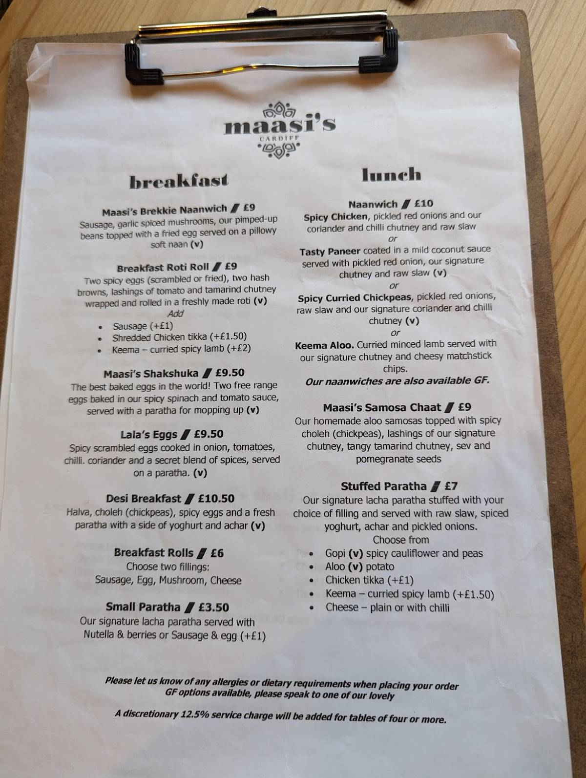 Menu At Maasi s Cardiff Restaurant Cardiff menu-at-maasi-s-cardiff-restaurant-cardiff
