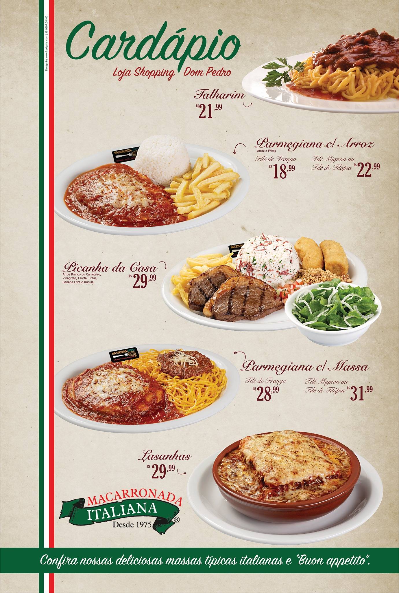 Macarronada Italiana cardápio