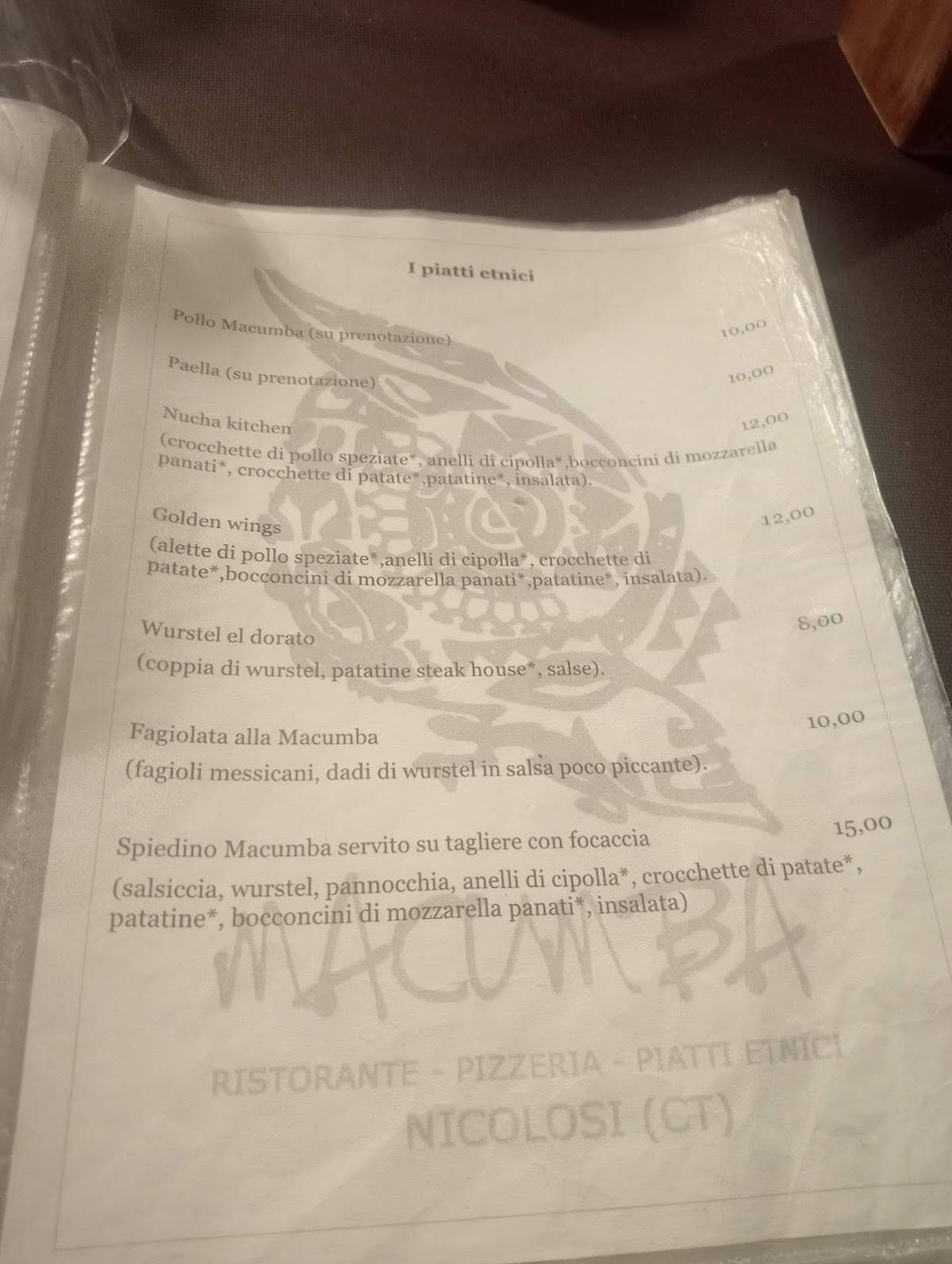 Menu di Macumba 