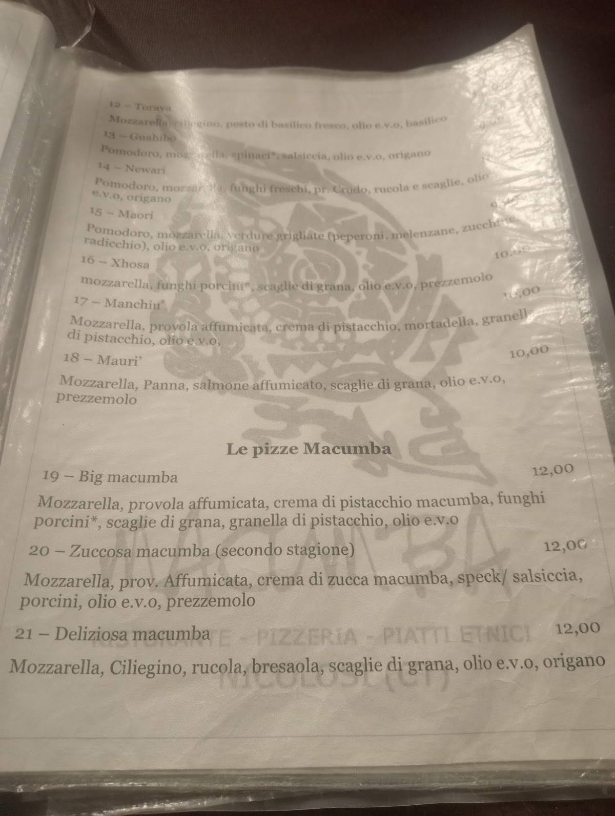 Menu di Macumba 