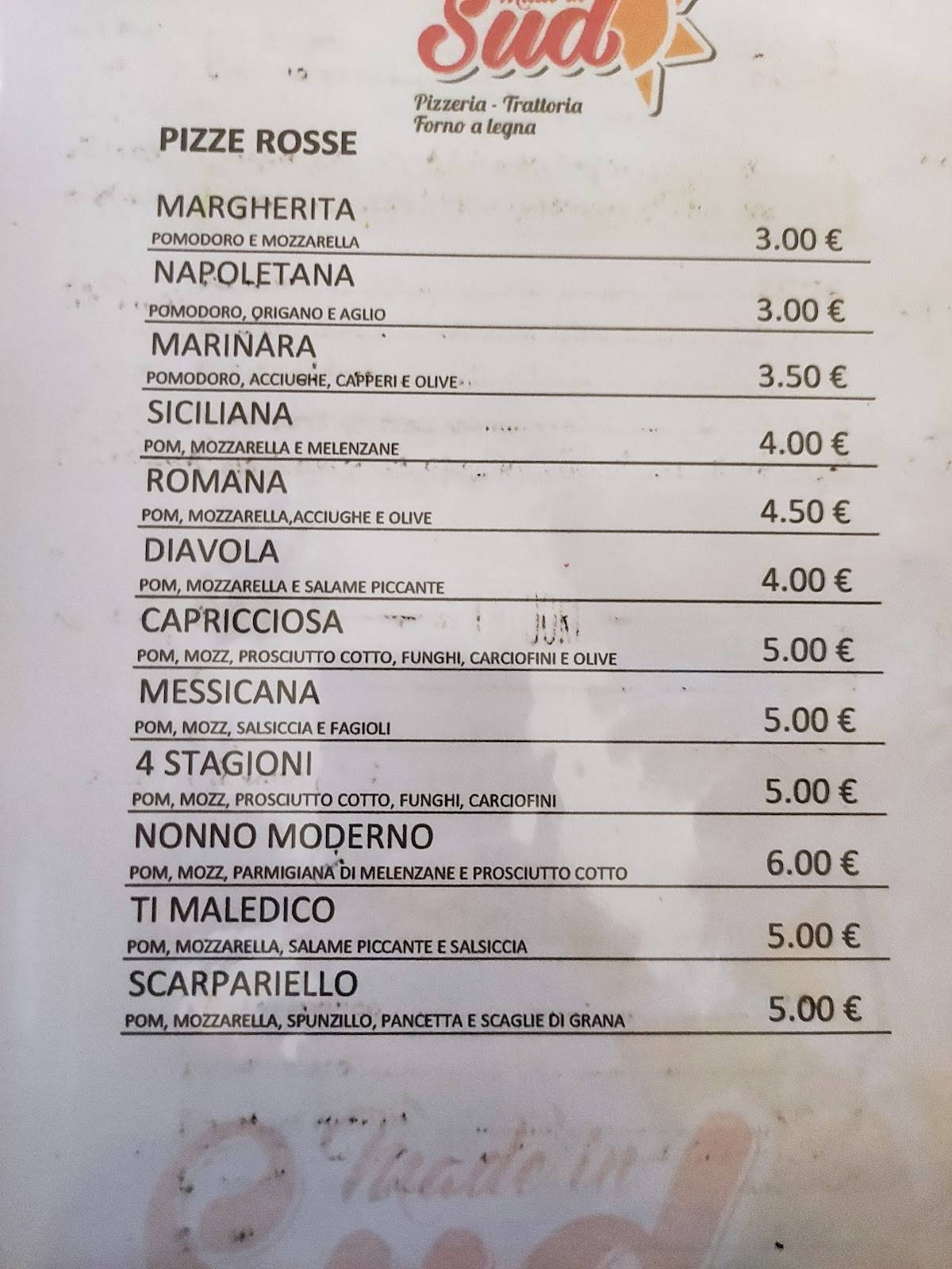 Menu di Made in Sud Pizzeria Ristorante 