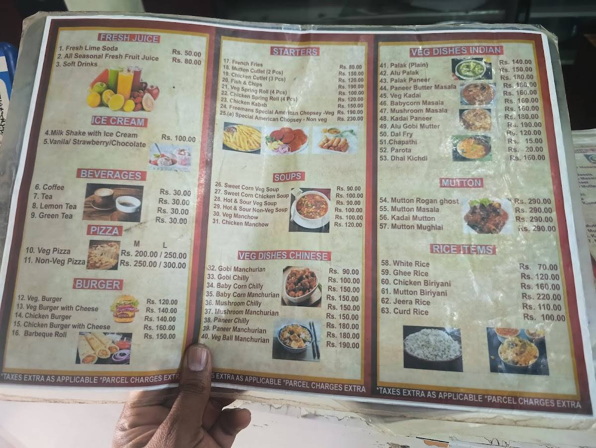 New Freemans Family Restaurant & Bakers menu