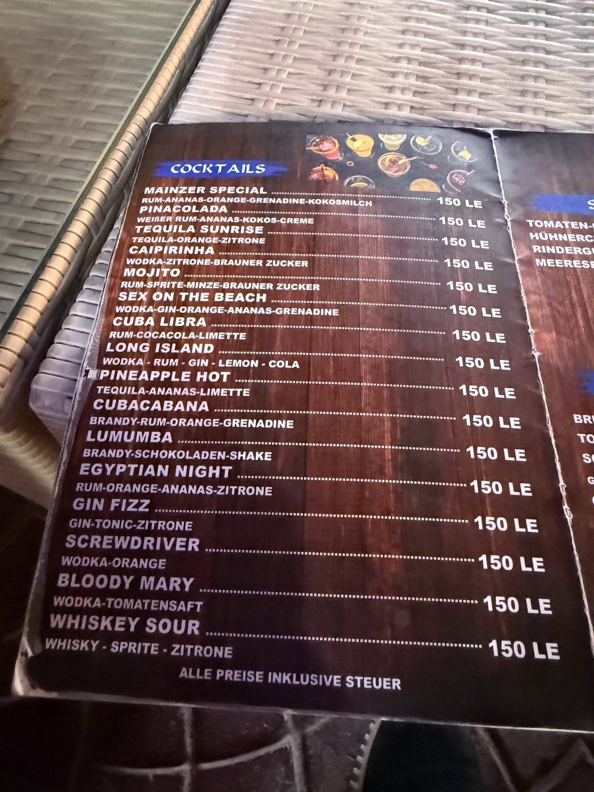 Menu de Mainzer Restaurant & Cafe