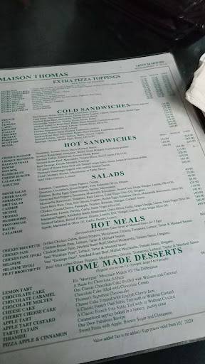 Menu de Maison Thomas - Zamalek