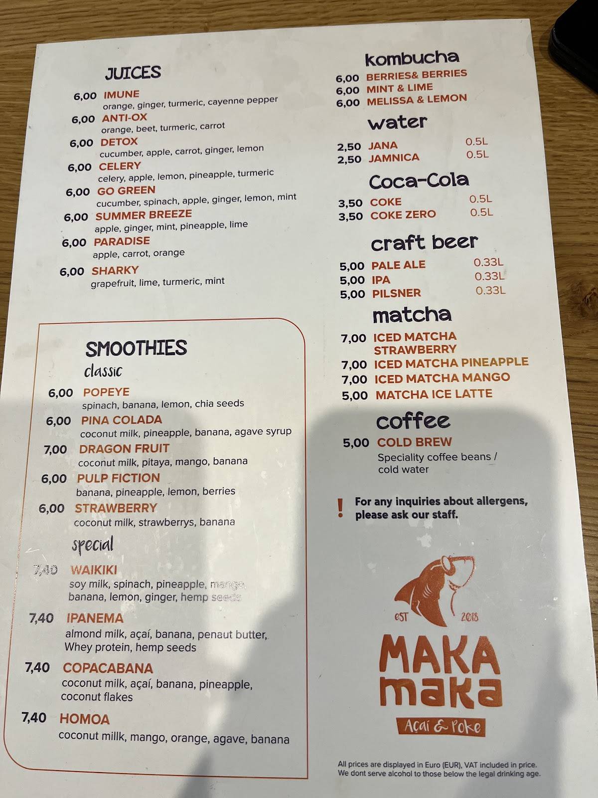 Menu di MakaMaka Acai & Poke Bar Old Town 